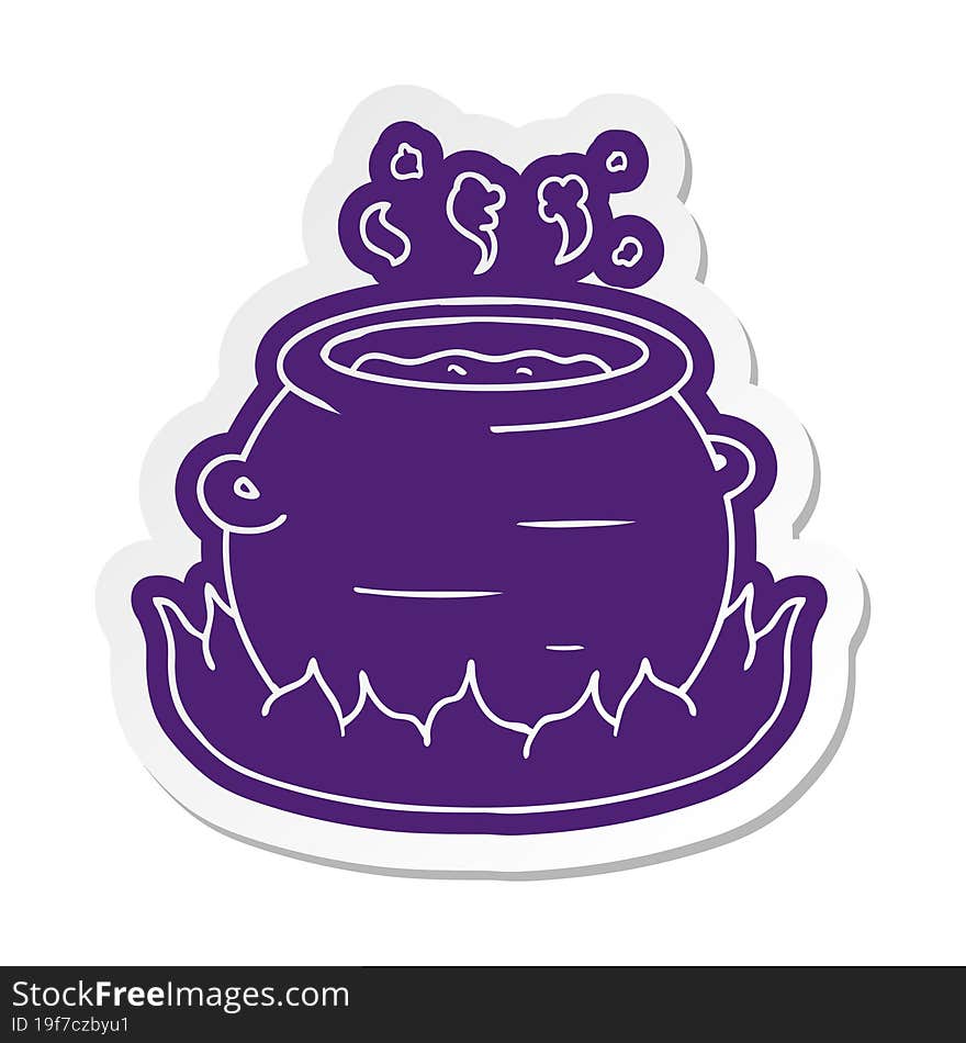 Cartoon Sticker Of A Pot Of Stew