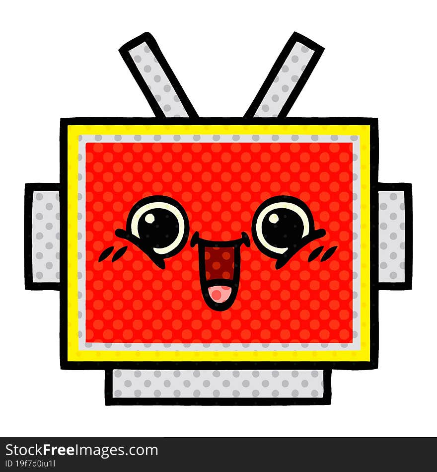 Comic Book Style Cartoon Robot Head