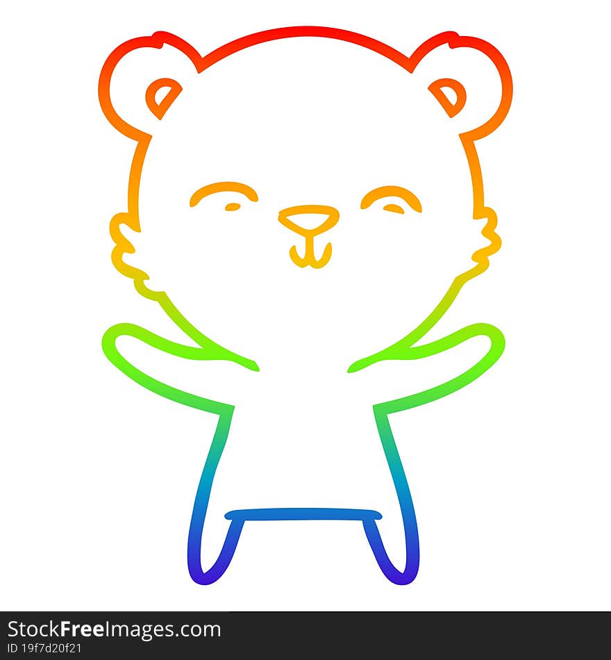 rainbow gradient line drawing happy cartoon polar bear