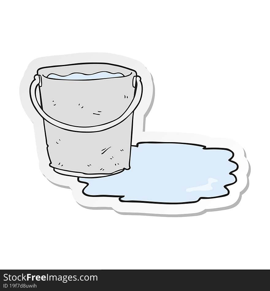 Sticker Of A Cartoon Bucket Of Water