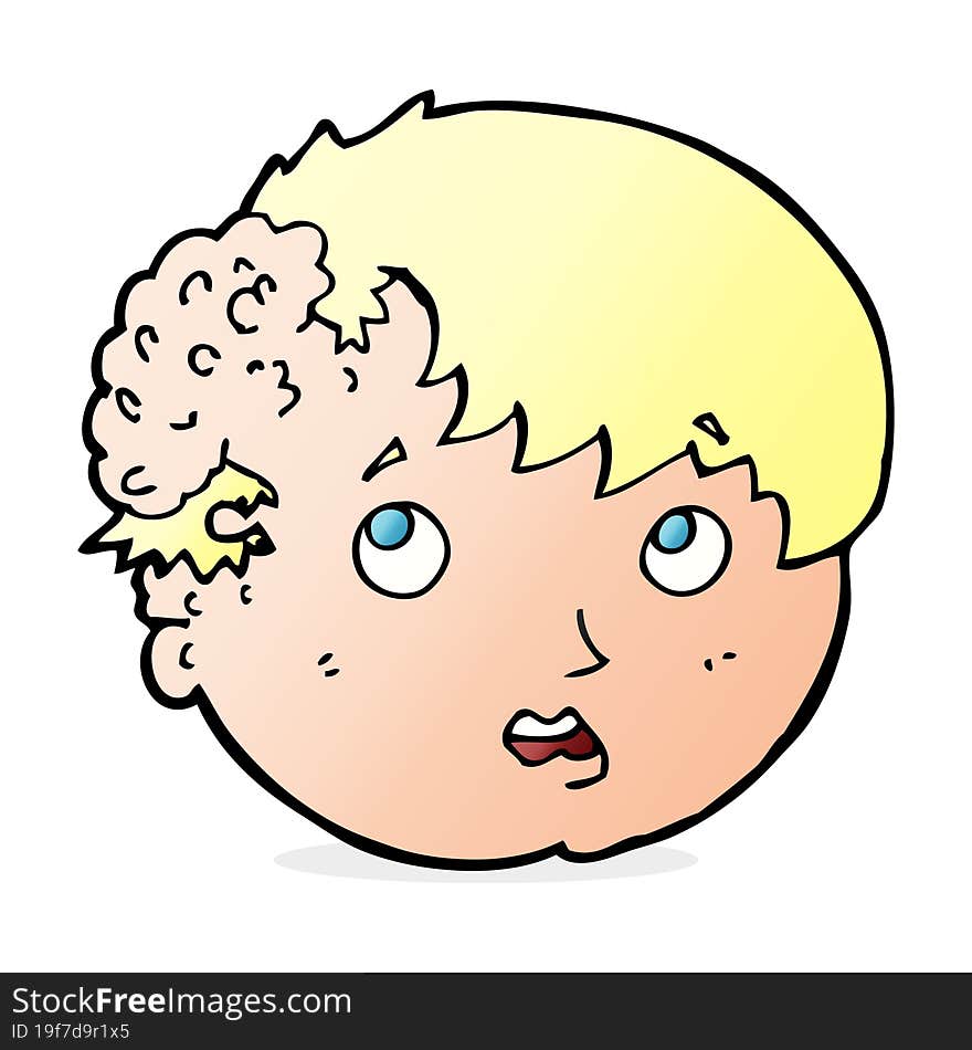 cartoon boy with ugly growth on head