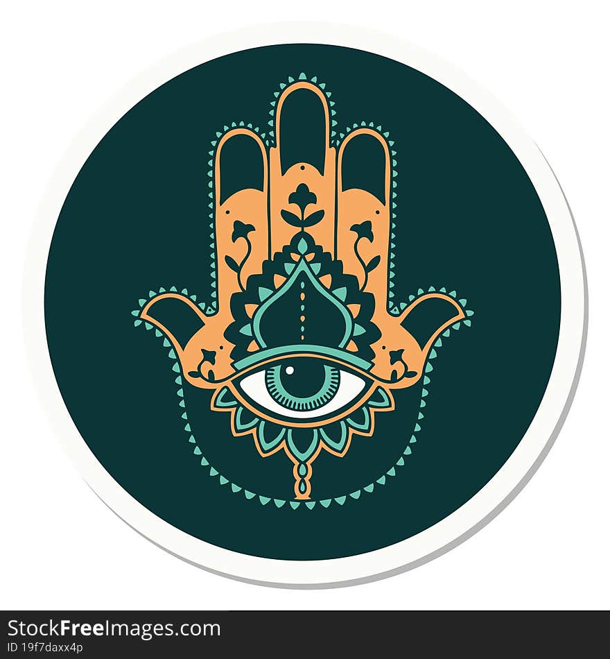 sticker of tattoo in traditional style of a hamza. sticker of tattoo in traditional style of a hamza