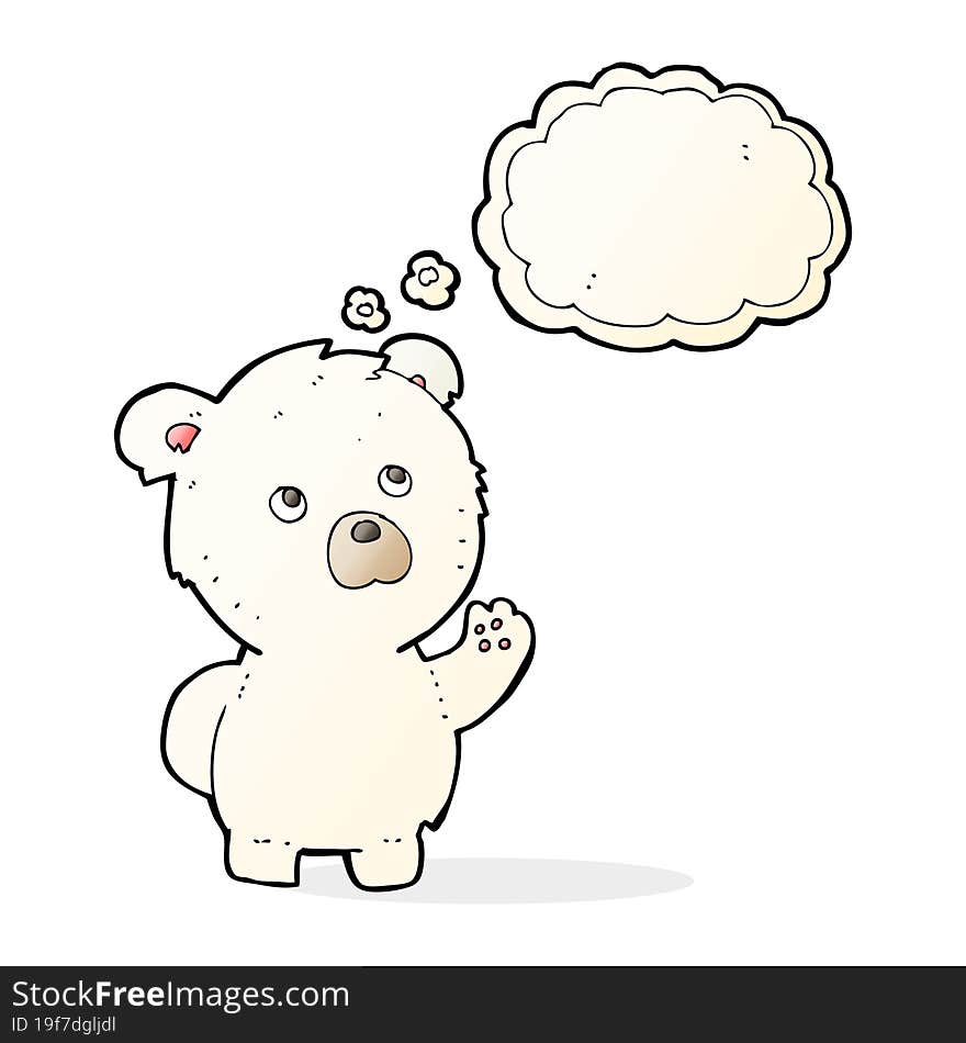 Cartoon Waving Polar Bear With Thought Bubble