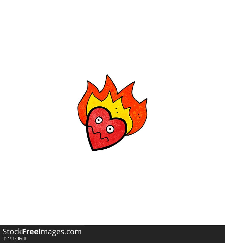 flaming heart cartoon character