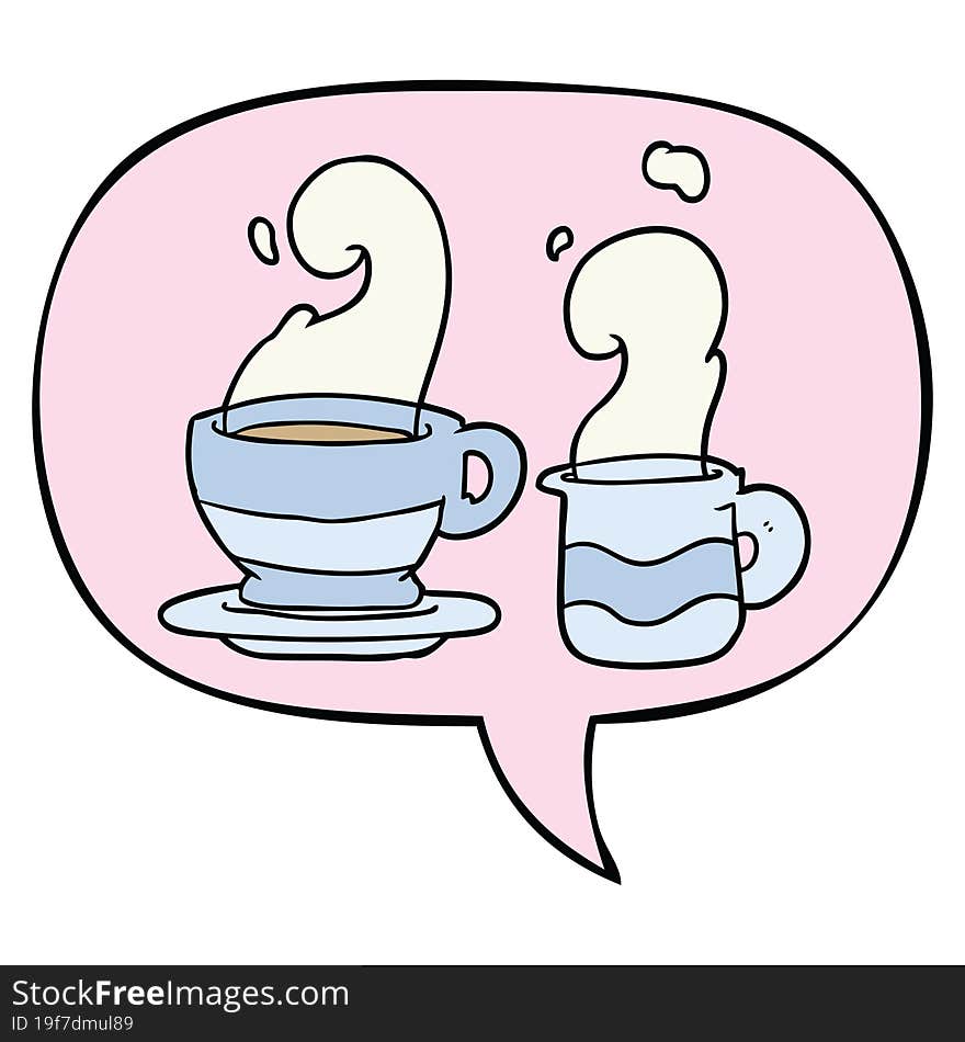 Cartoon Cup Of Coffee And Speech Bubble