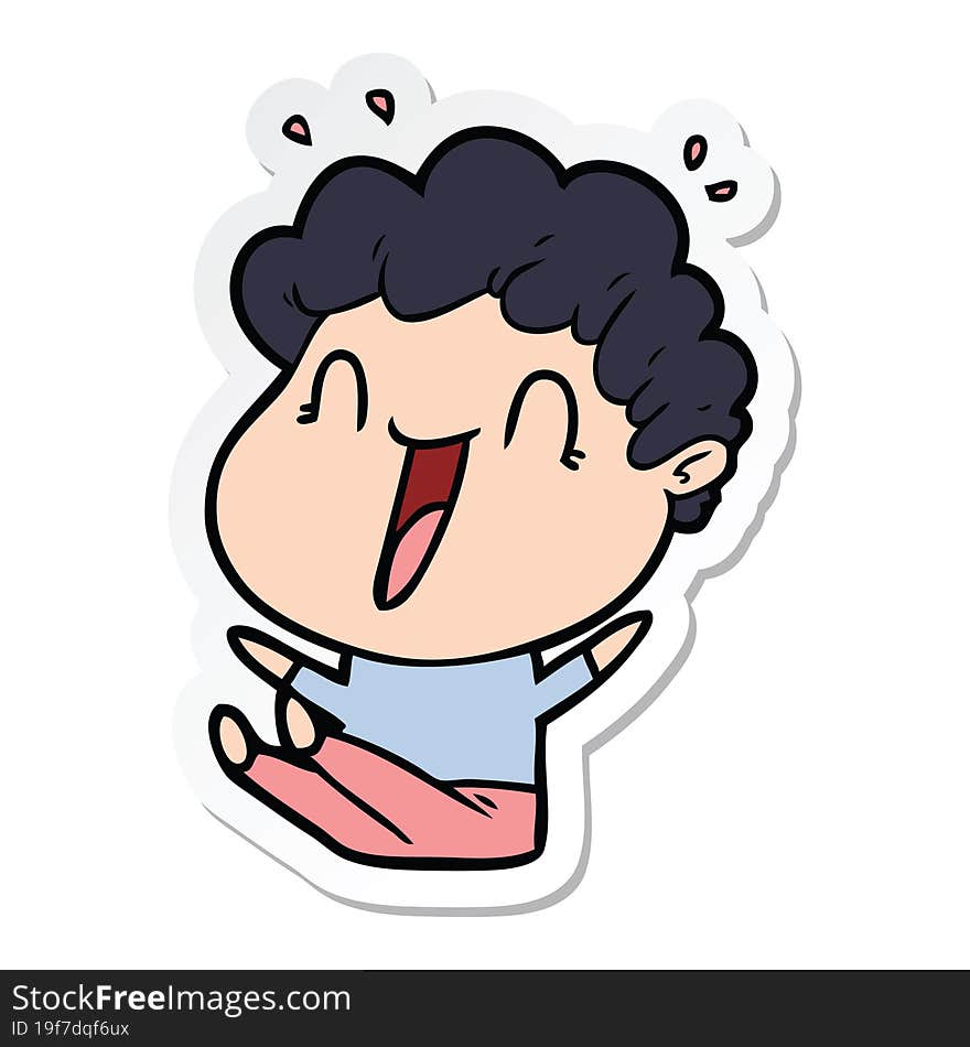 sticker of a cartoon happy man