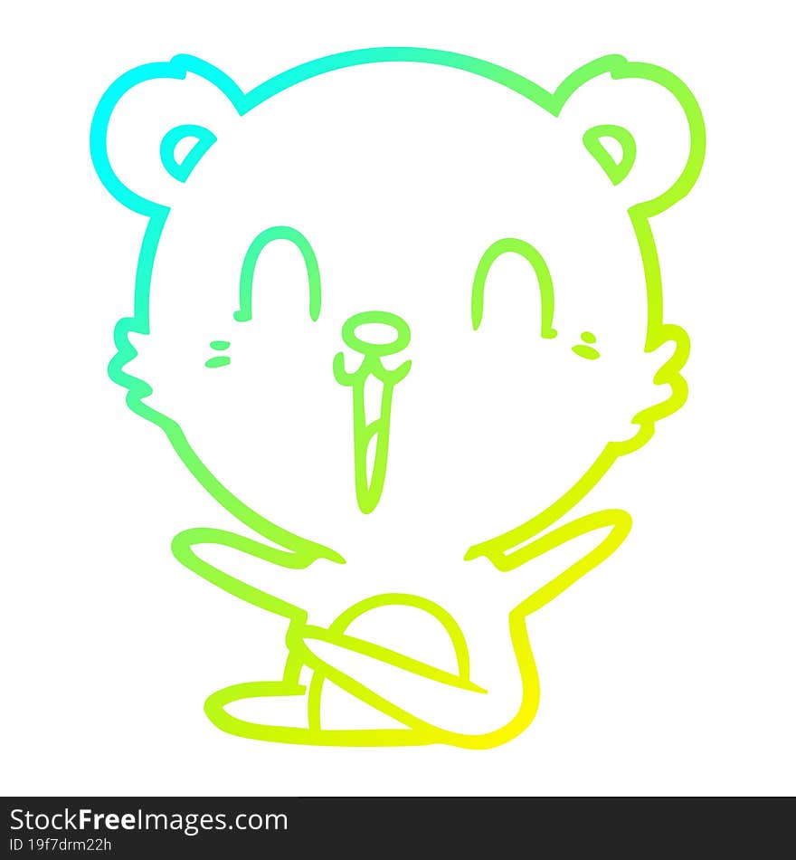 cold gradient line drawing happy laughing cartoon bear