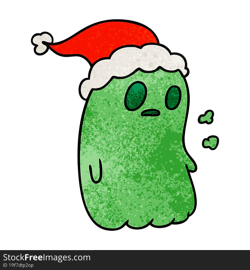 christmas textured cartoon of kawaii ghost