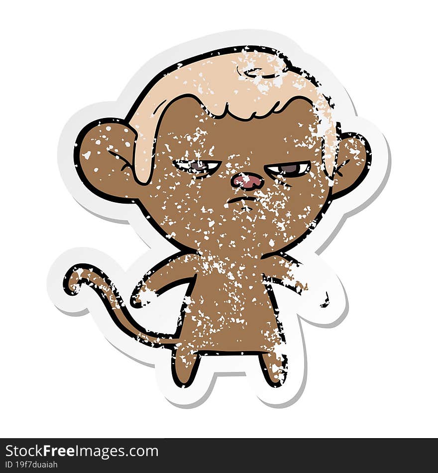 distressed sticker of a cartoon monkey