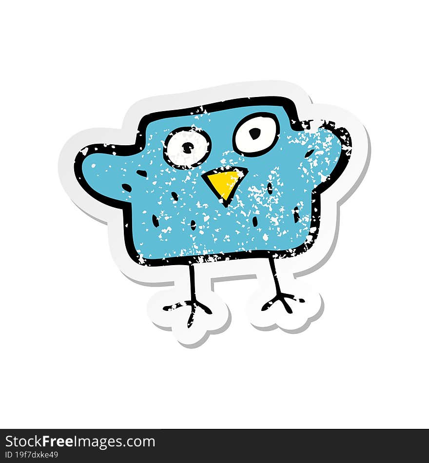 retro distressed sticker of a cartoon bird