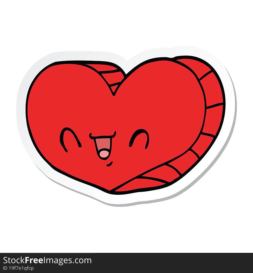 Sticker Of A Cartoon Love Heart