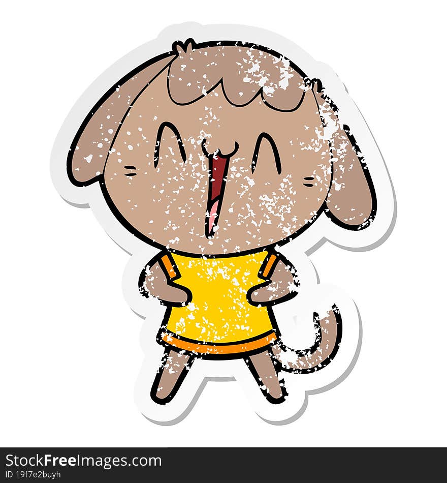 Distressed Sticker Of A Cute Cartoon Dog