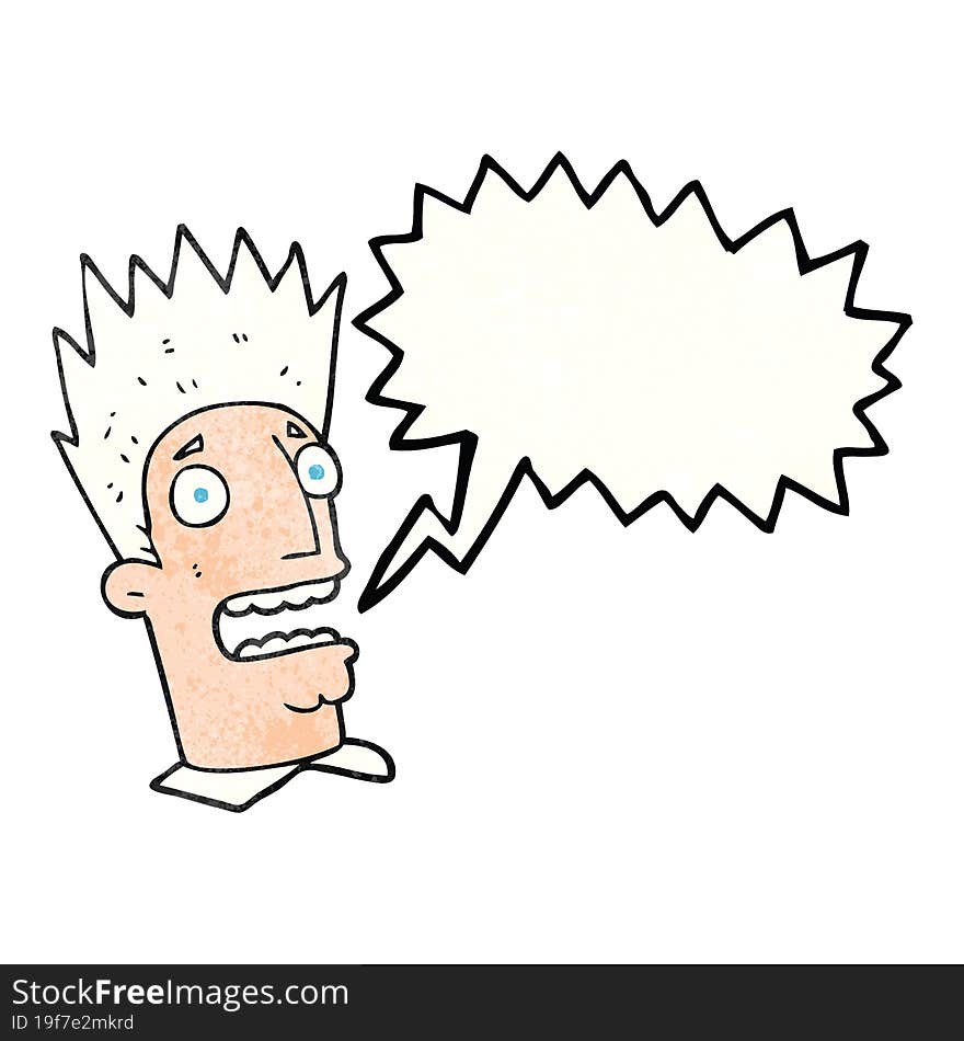 speech bubble textured cartoon shocked man