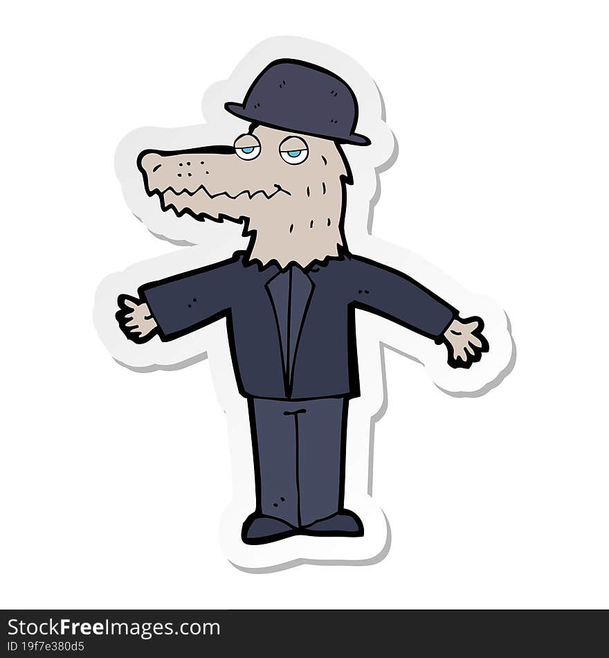 sticker of a cartoon werewolf wearing hat