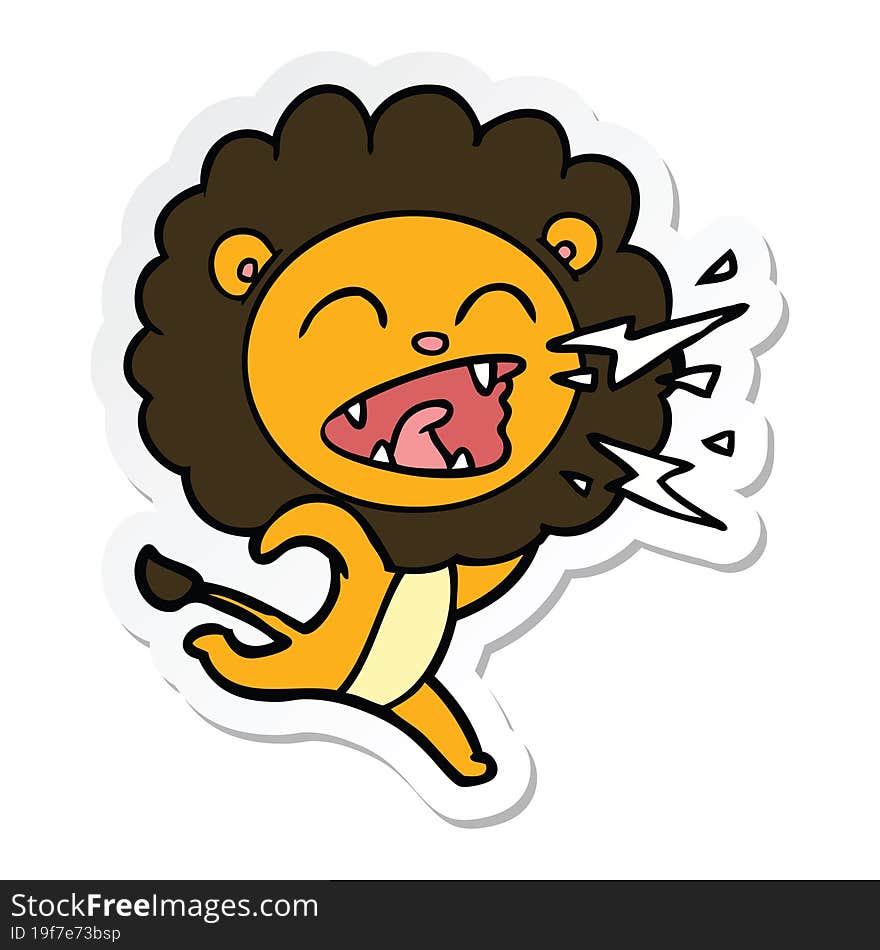 sticker of a cartoon running lion