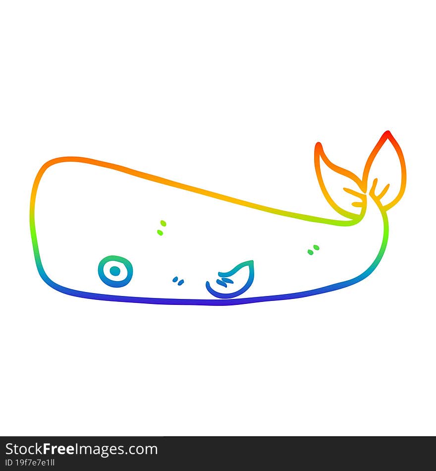 Rainbow Gradient Line Drawing Cartoon Whale