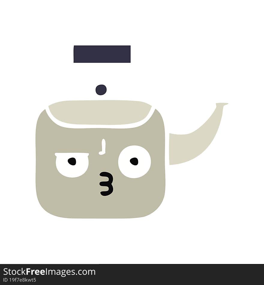 flat color retro cartoon kettle