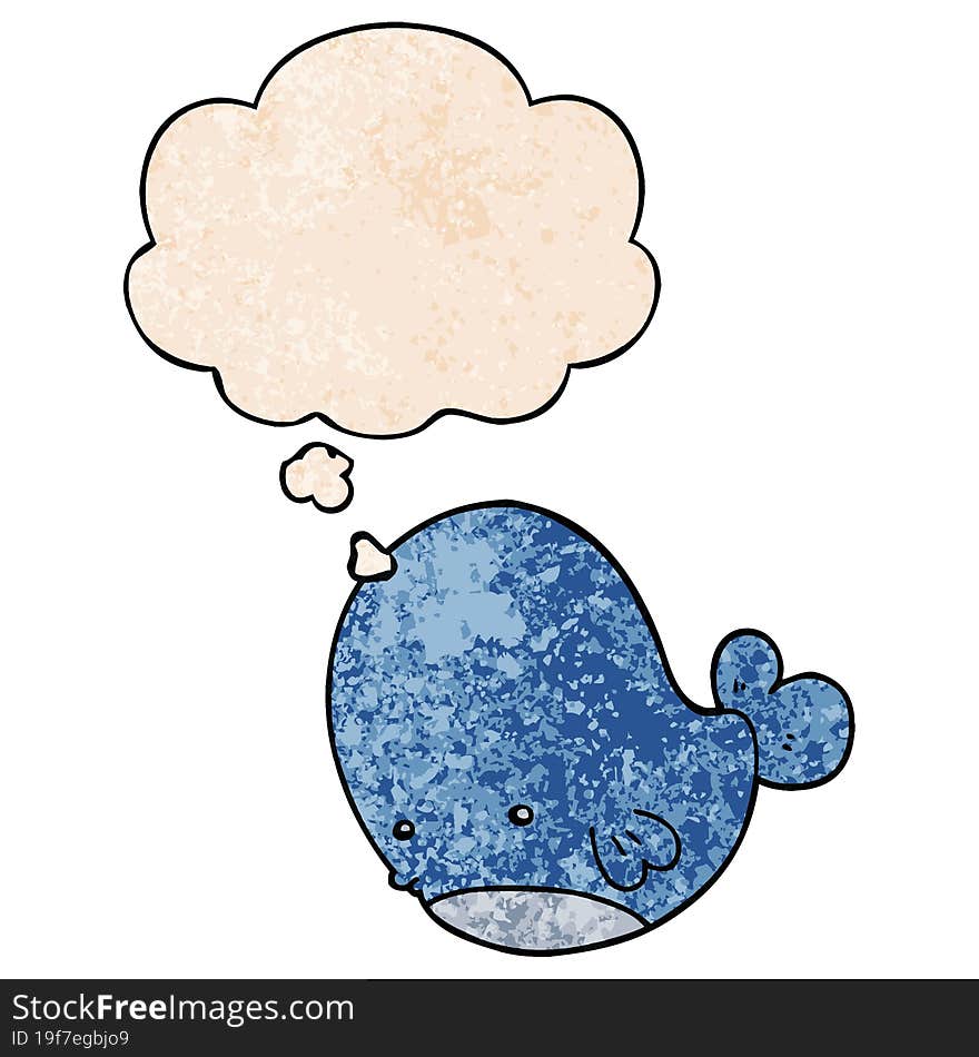 cartoon whale and thought bubble in grunge texture pattern style