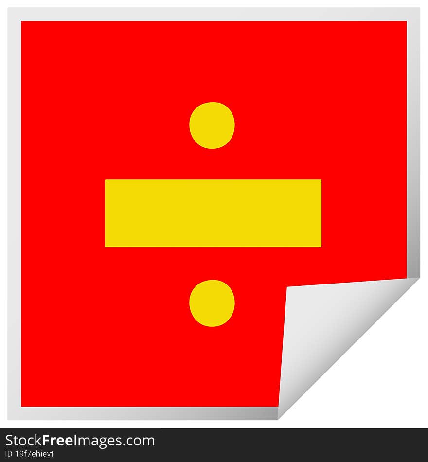 square peeling sticker cartoon division symbol