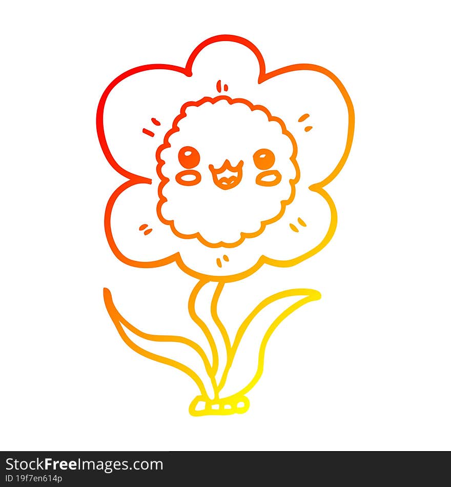 warm gradient line drawing cartoon flower