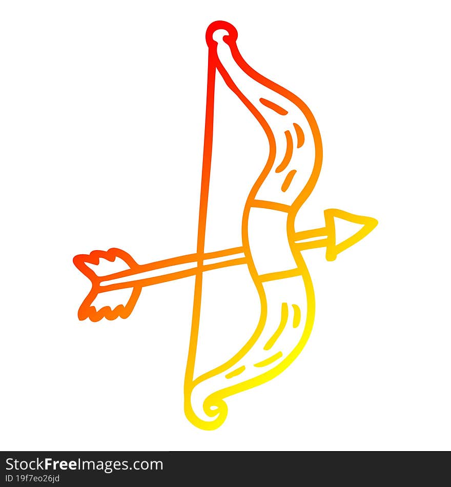 warm gradient line drawing cartoon bow and arrow