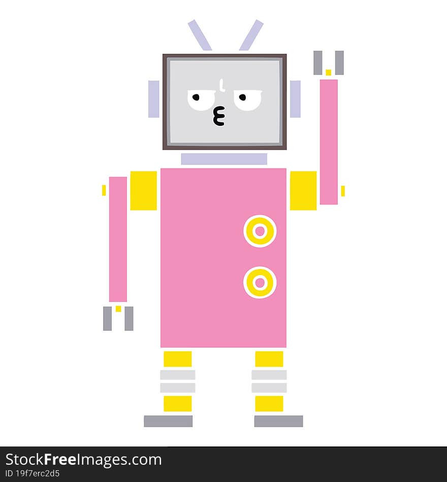 Flat Color Retro Cartoon Robot