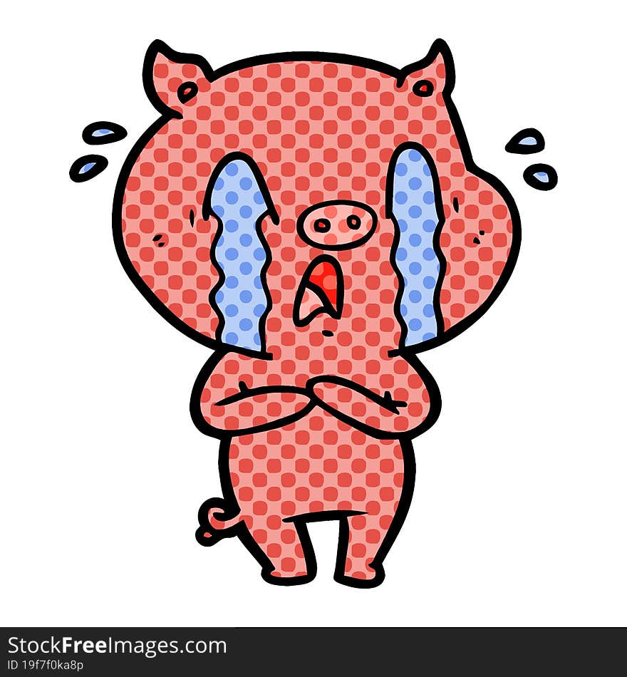 crying pig cartoon. crying pig cartoon