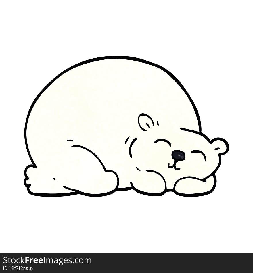 Cartoon Doodle Happy Polar Bear Sleeping