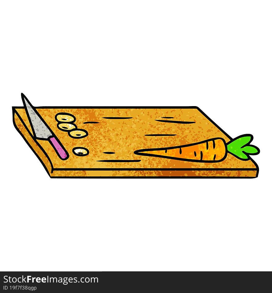 textured cartoon doodle of vegetable chopping board