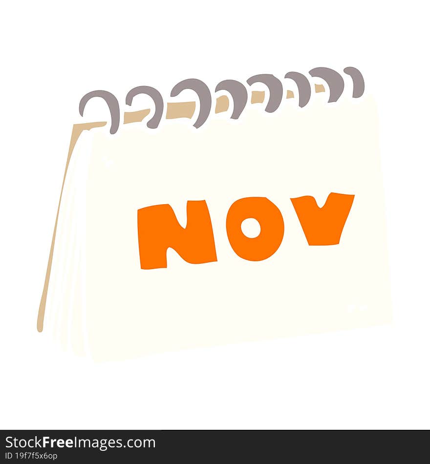 cartoon doodle calendar showing month of november