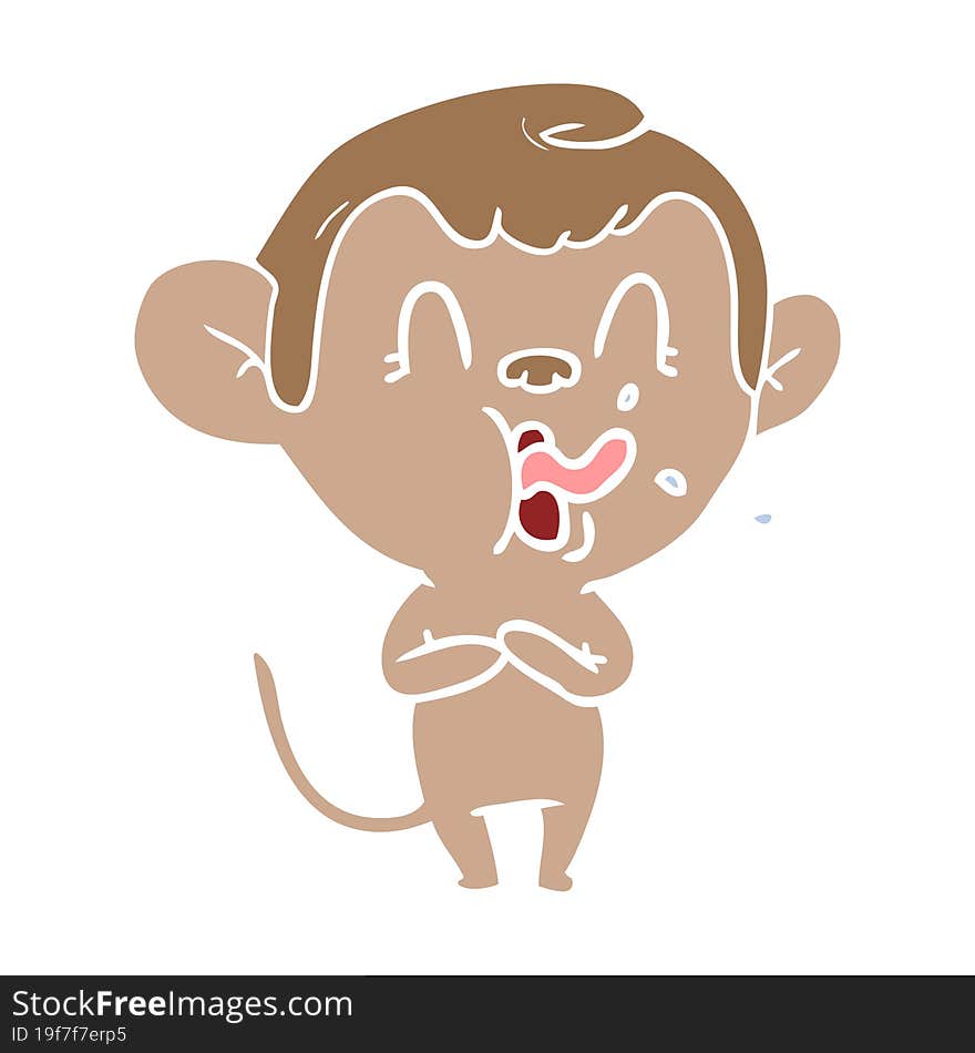 crazy flat color style cartoon monkey