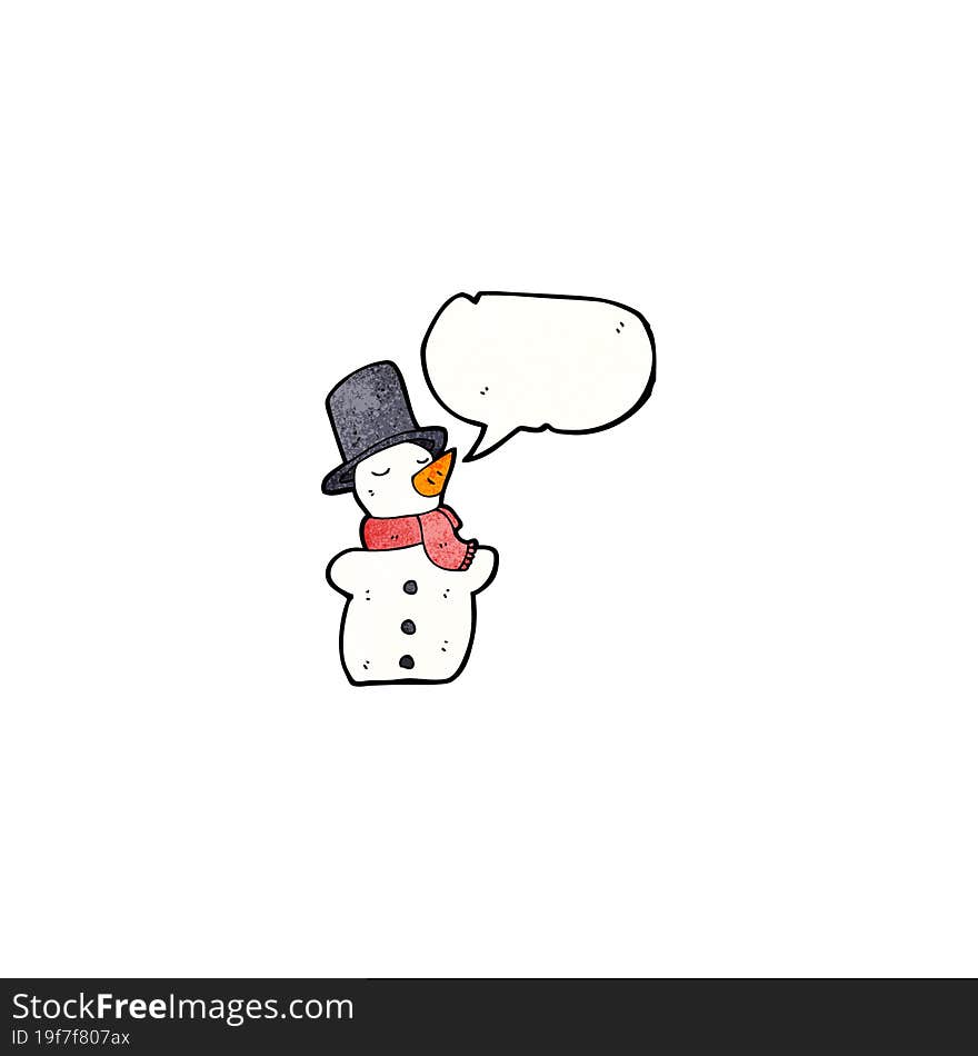 Cartoon Snowman In Top Hat