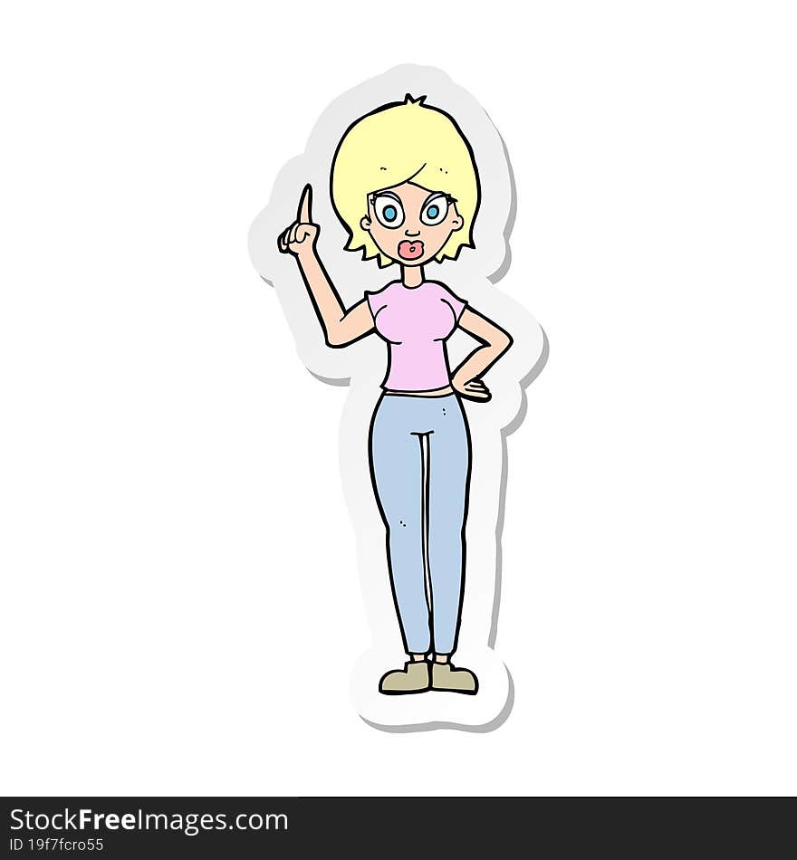 sticker of a cartoon woman explaining her point