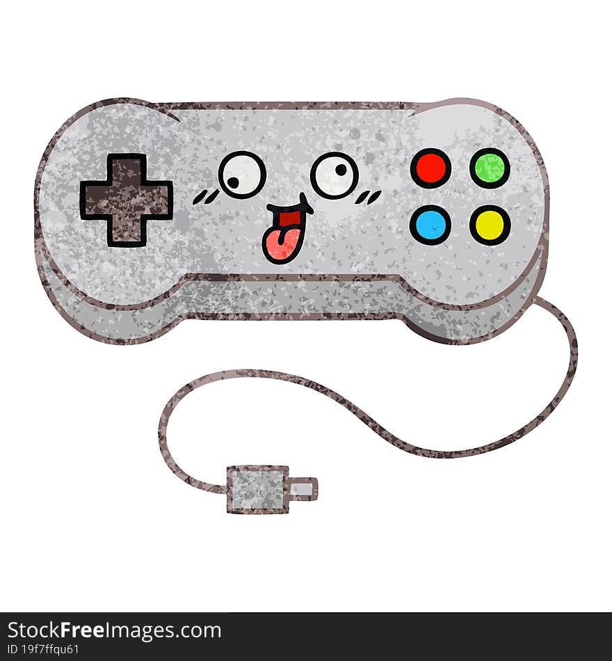 retro grunge texture cartoon of a game controller