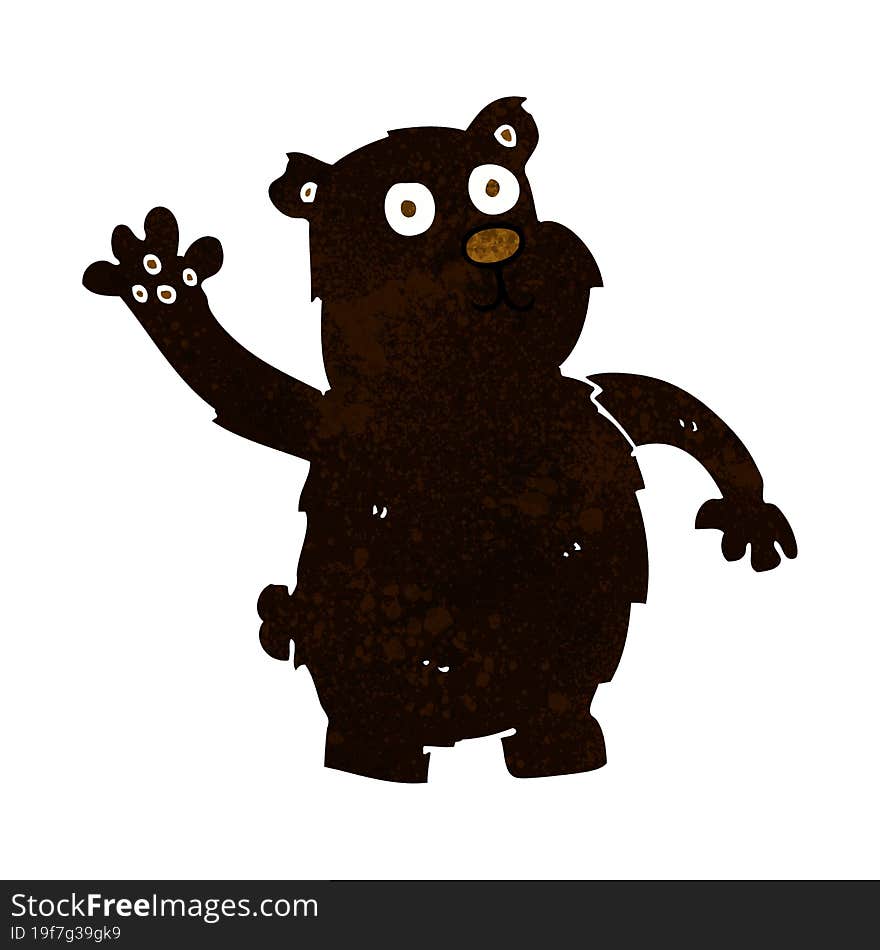 Cartoon Waving Black Bear