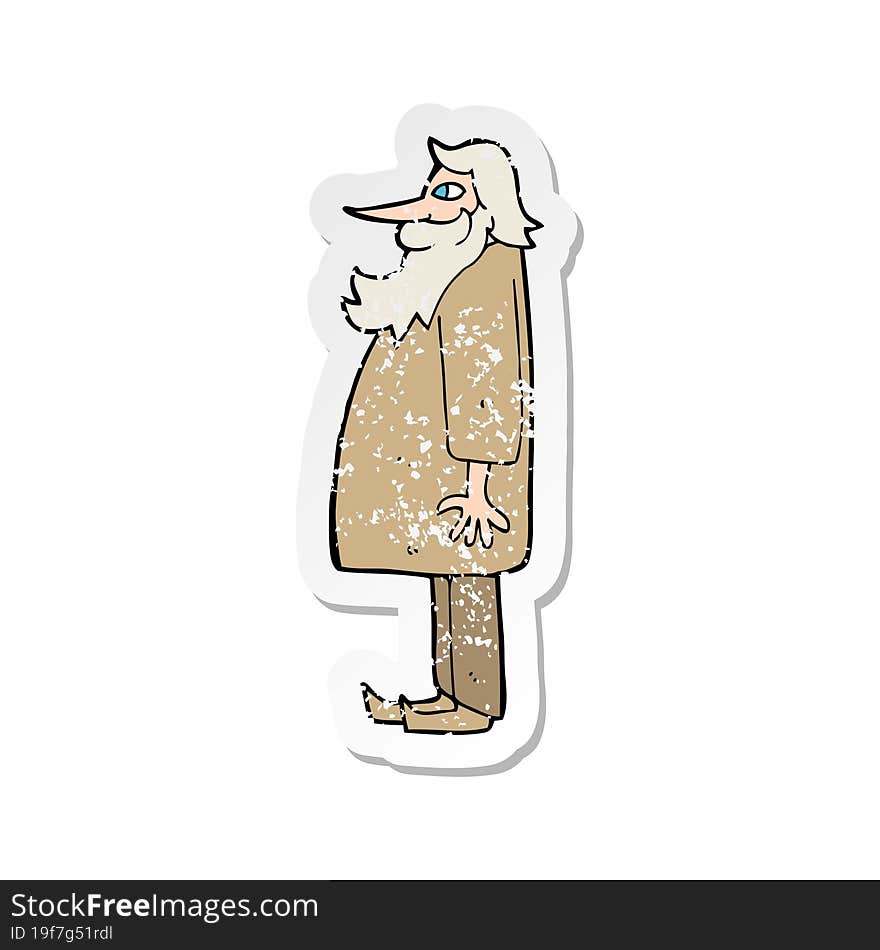 retro distressed sticker of a cartoon bearded old man