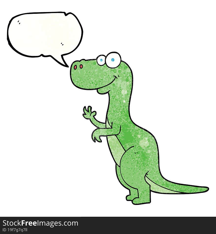 speech bubble textured cartoon dinosaur