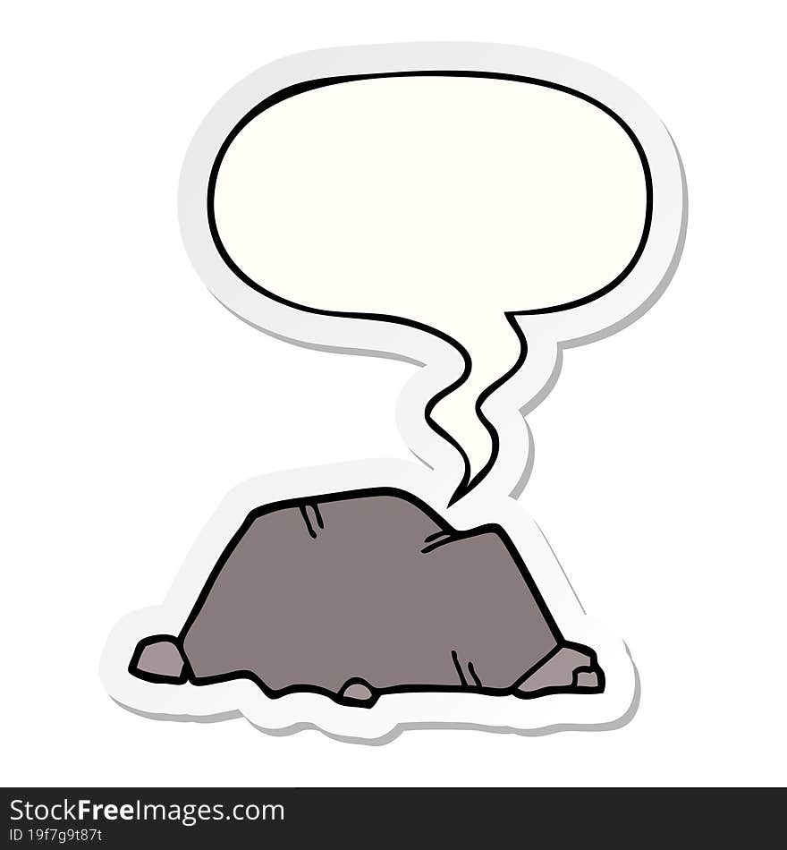 cartoon rock with speech bubble sticker. cartoon rock with speech bubble sticker