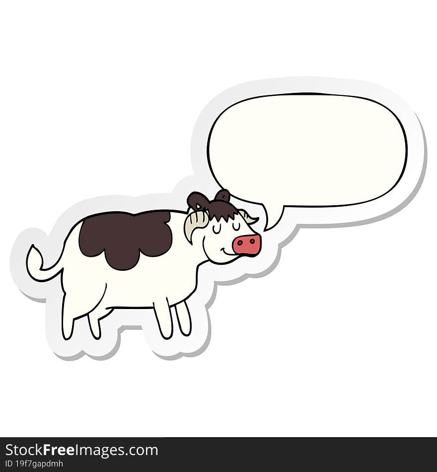 cartoon cow and speech bubble sticker