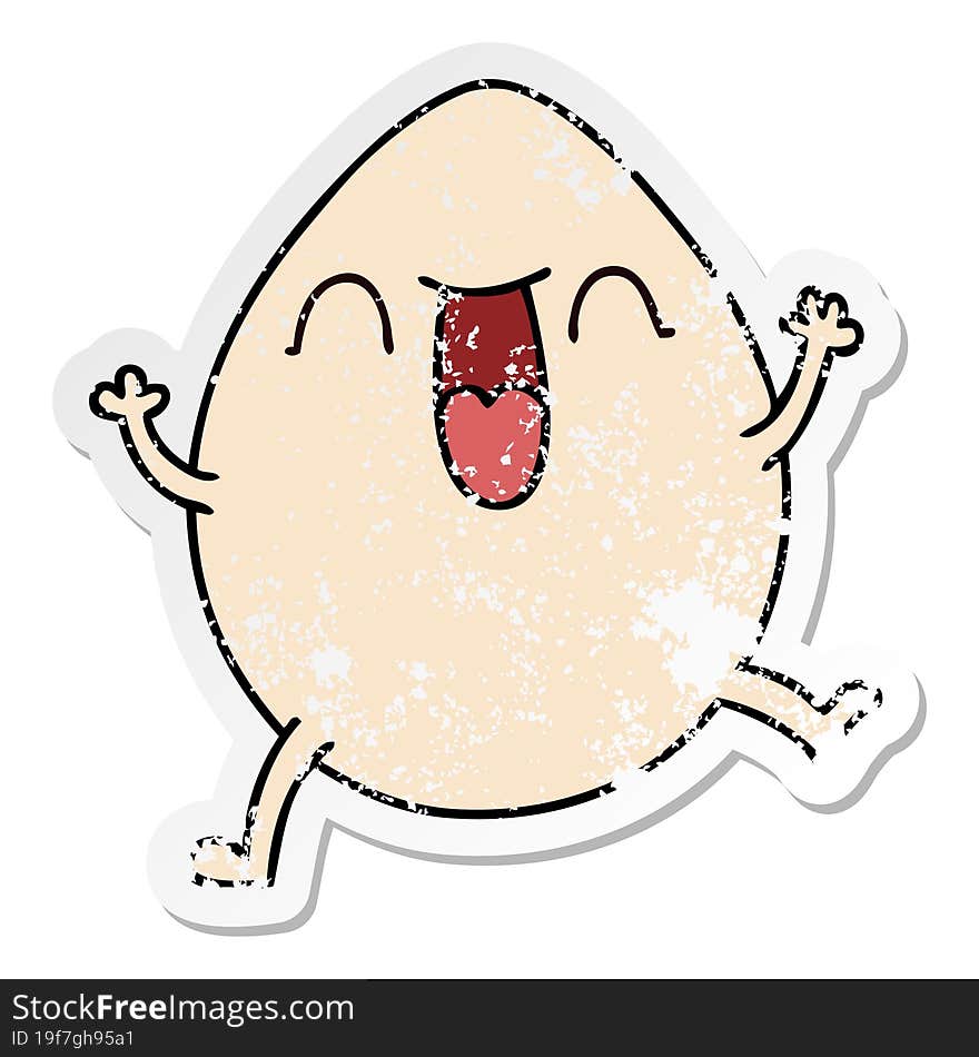 distressed sticker of a quirky hand drawn cartoon egg