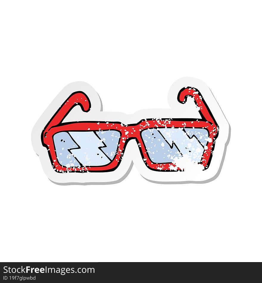 retro distressed sticker of a cartoon glasses