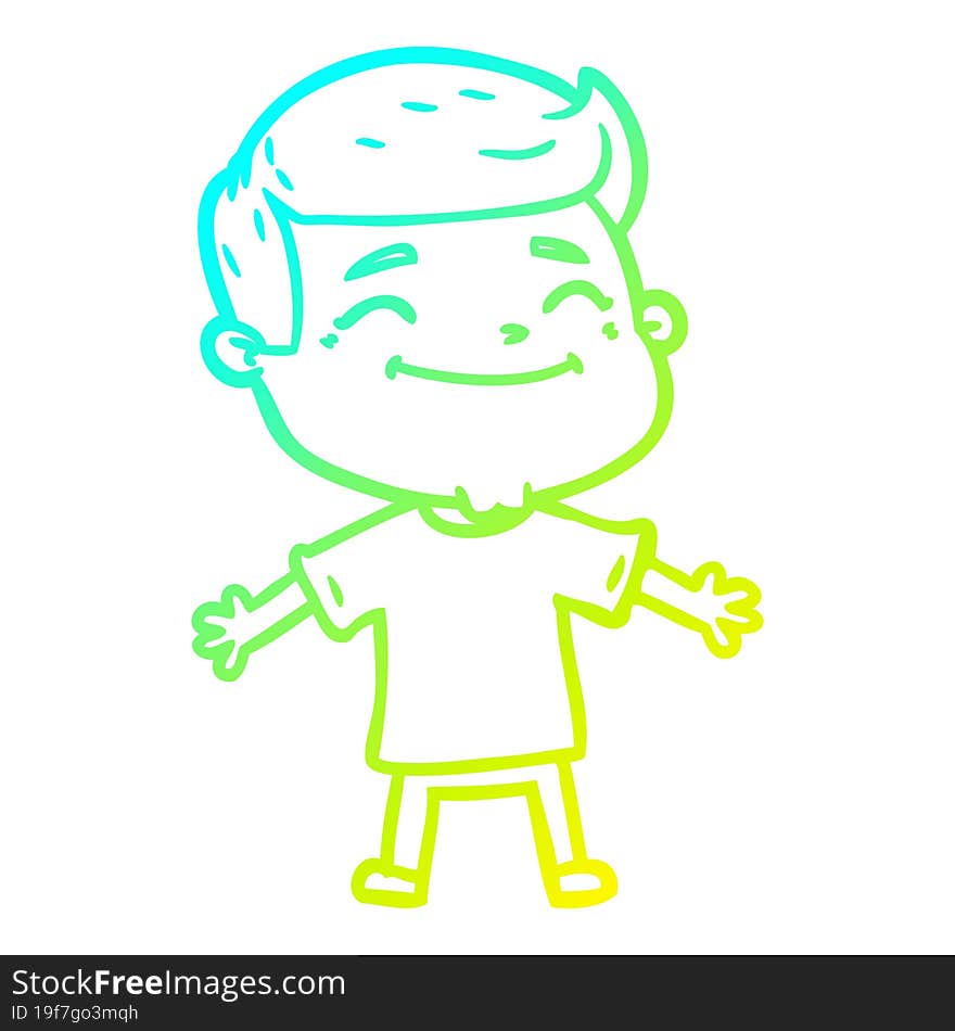 cold gradient line drawing happy cartoon man with open arms