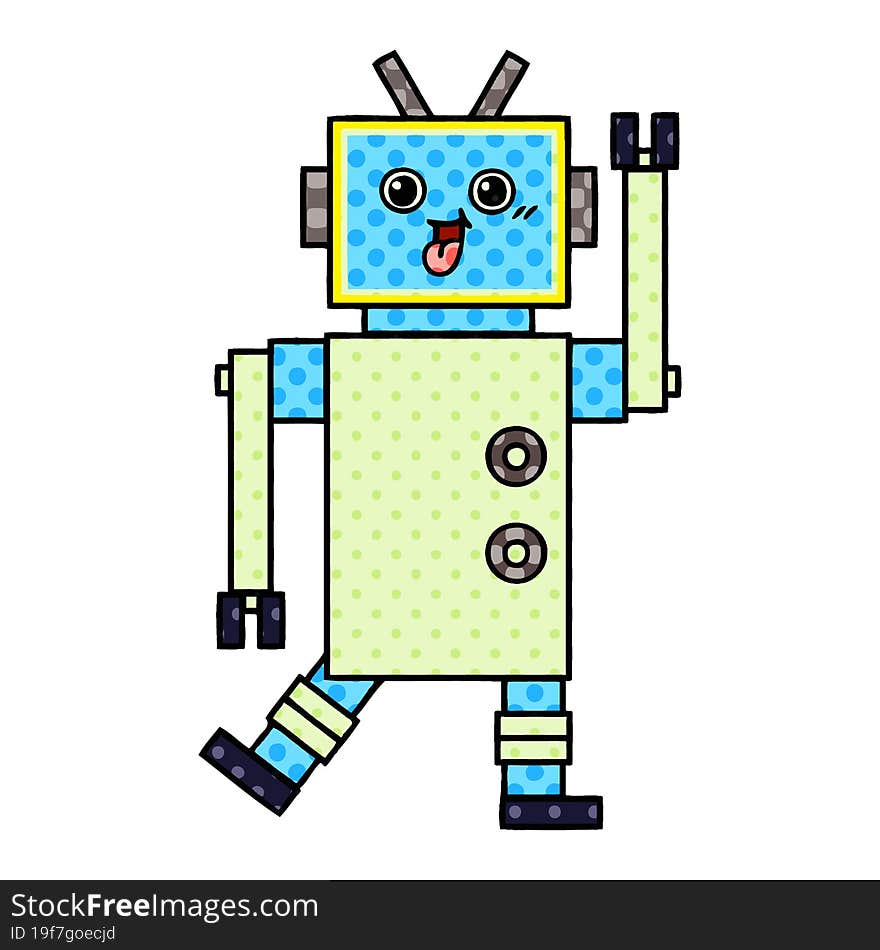 comic book style cartoon robot