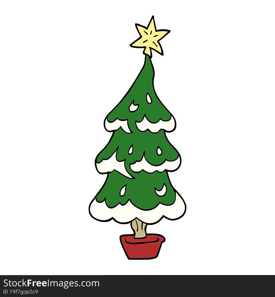 cartoon doodle christmas tree