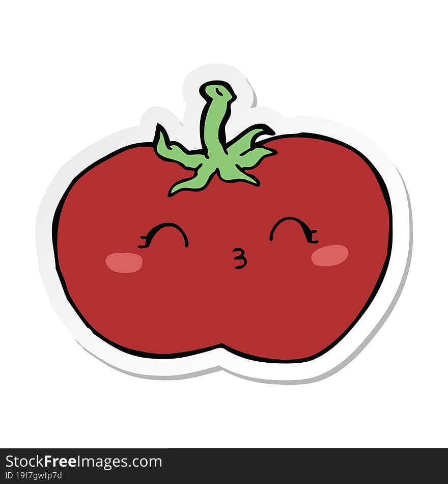 sticker of a cartoon tomato