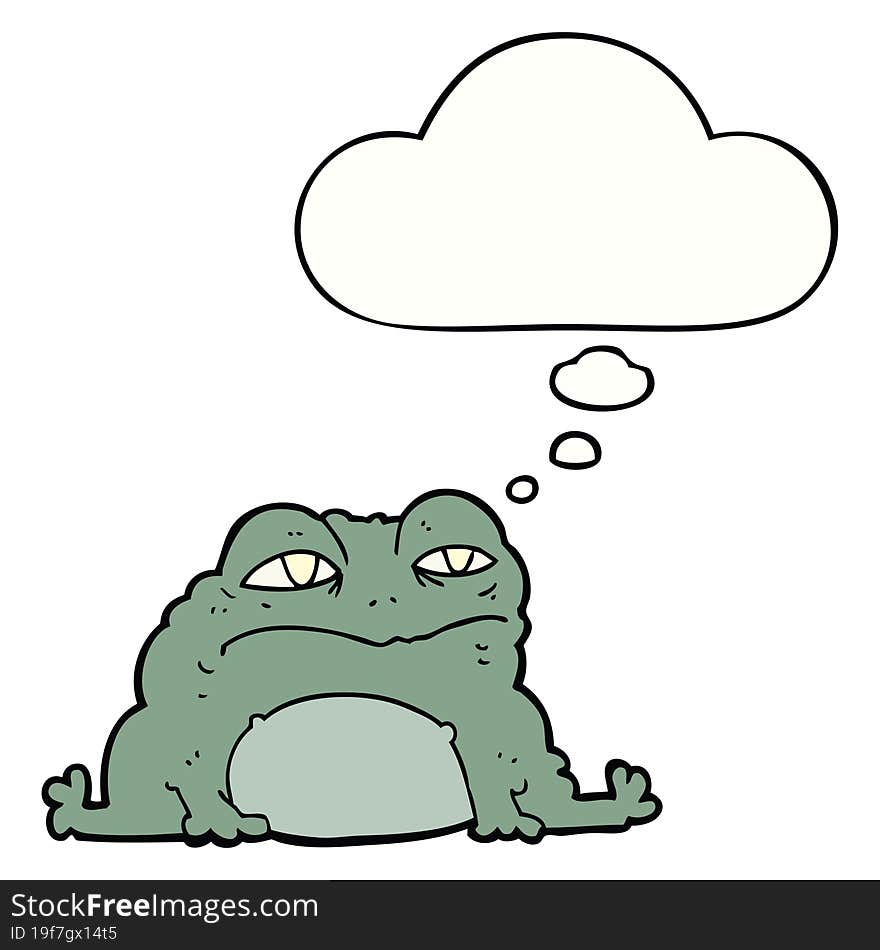 cartoon toad with thought bubble. cartoon toad with thought bubble