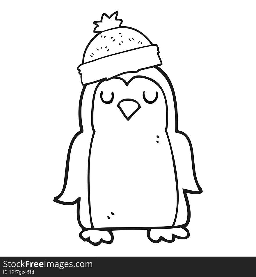 black and white cartoon penguin