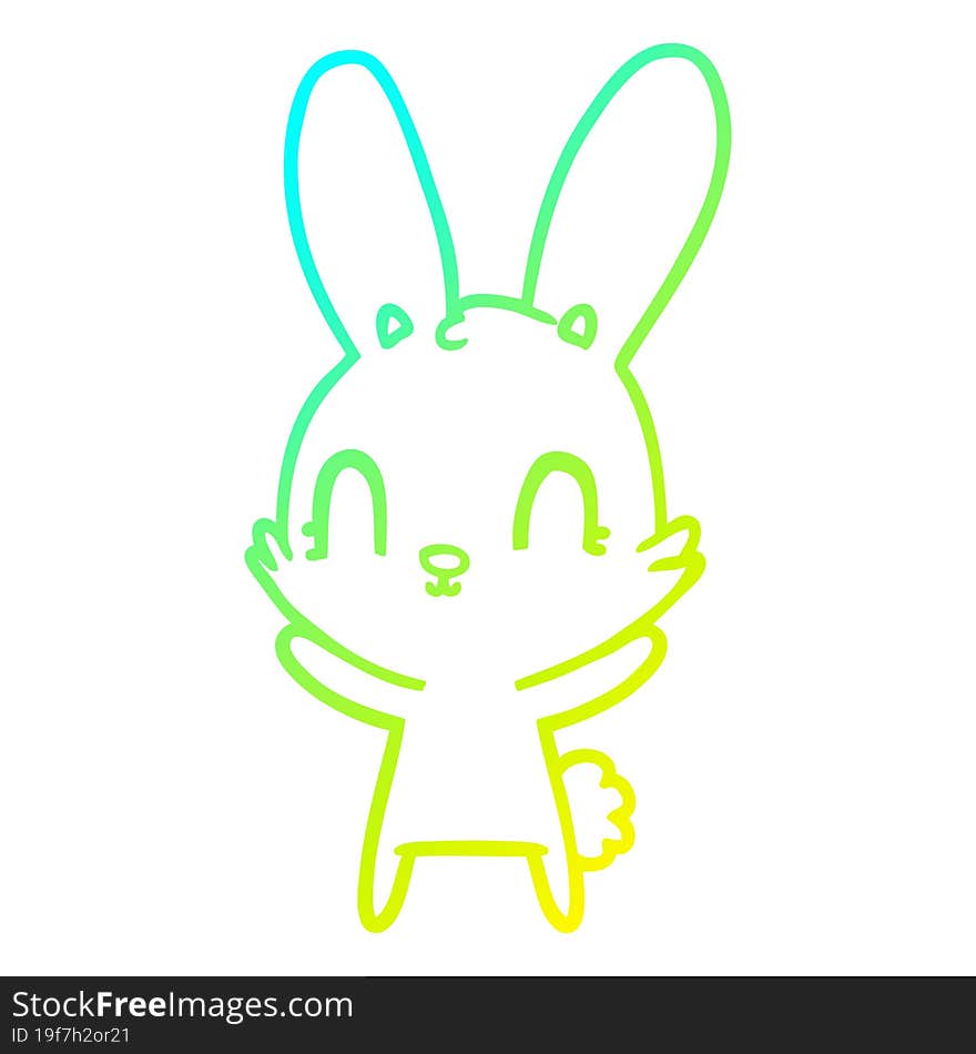 cold gradient line drawing cute cartoon rabbit