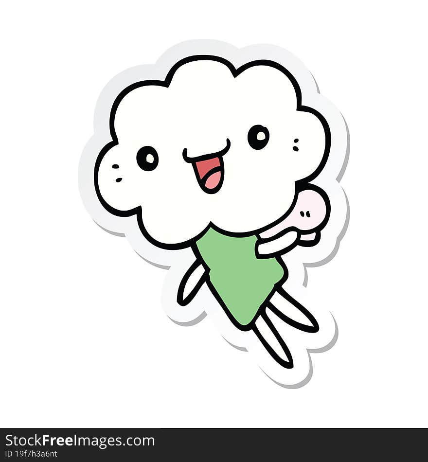 Sticker Of A Cartoon Cloud Head Creature