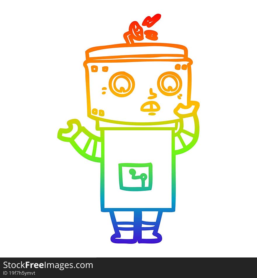 rainbow gradient line drawing cartoon robot